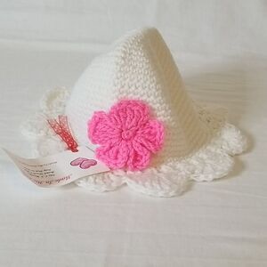 Handcrafted Crocheted White‎ Sun Hat